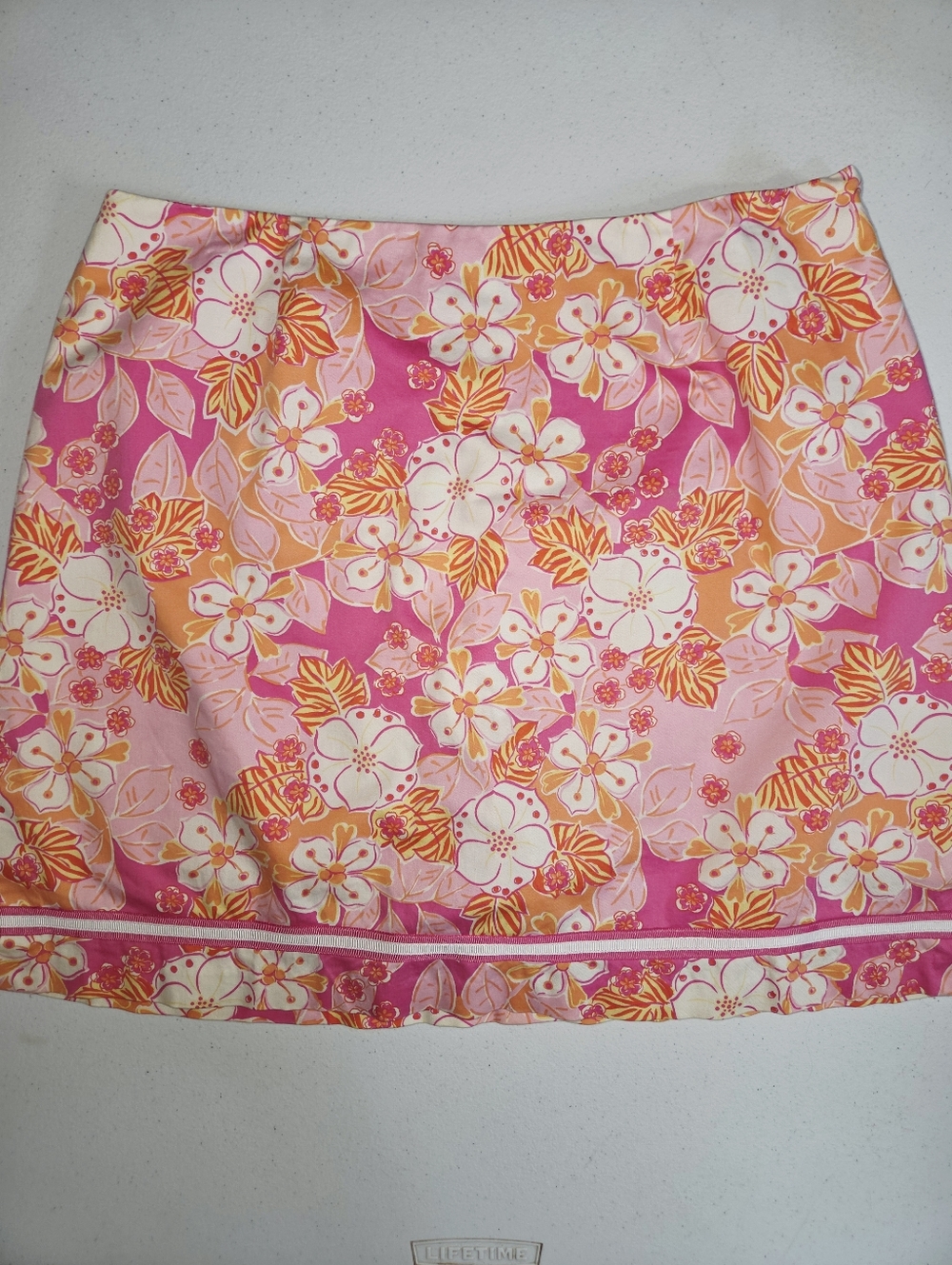 Island Republic Tropical Floral Hibiscus Mini Skort Pink Orange 10